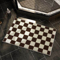 Checkerboar Furry Non Slip Bathroom Mat Thickened Bathroom Rug Home Decoration Entrance Door Mat Bedroom Carpet Floor Mat