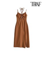 【CC】 Fashion With Tied Hollow Out Front Slit Backless Thin Straps Female Dresses Vestidos