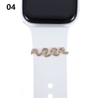 +【； Love Diamond Strap Decorative Ring For  Watch Band Metal Charms Ornament Fashion Silicone Strap Decor Nails Trim Ring