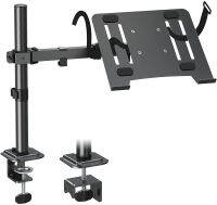 MOUNTUP Single Laptop Desk Mount with Tray for 13-27 inch Computer Screen, Adjustable Laptop Desk Arm for Laptop Notebook up to 17’’, Weight up to 19.8 lbs, Grommet/Clamp on Laptop Stand MU4001 Single Monitor