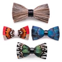 (Celebrity Menswear) JEMYGINS ผู้ชายออกแบบใหม่39; S ผูกโบว์แต่งงานแฟชั่นขนนกที่ทำด้วยมือ BowTie ของขวัญสำหรับงานเลี้ยงวันเกิดผู้ชายโบว์ผูกสูทอุปกรณ์เสริม