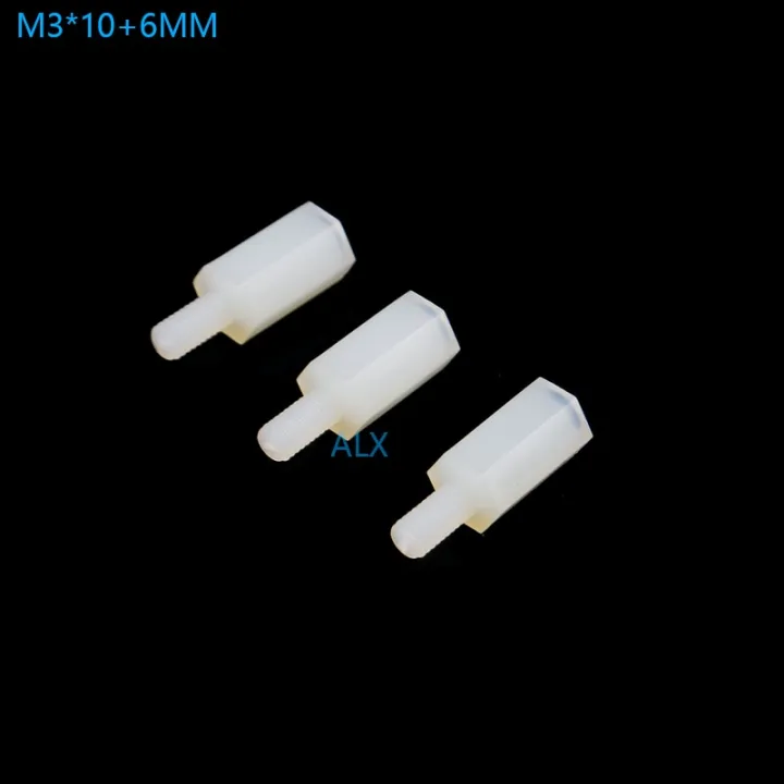 50pcs M3*106mm Hex Head Nylon Spacing Screw Threaded Pillar Pcb Spacer ...