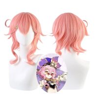 Genshin Impact Yae Miko Wig Cosplay Cute Pink Long Heat Resistant Synthetic Hair Wig Comic Con Halloween Cosplay Wigs