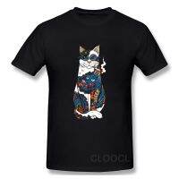 Cloocl T-Shirts Japanese Samurai Cat Smoking Hip Hop T-Shirt Fashion Casual Shirt Hipster Men Clothes Drop Shipping 【Size S-4XL-5XL-6XL】