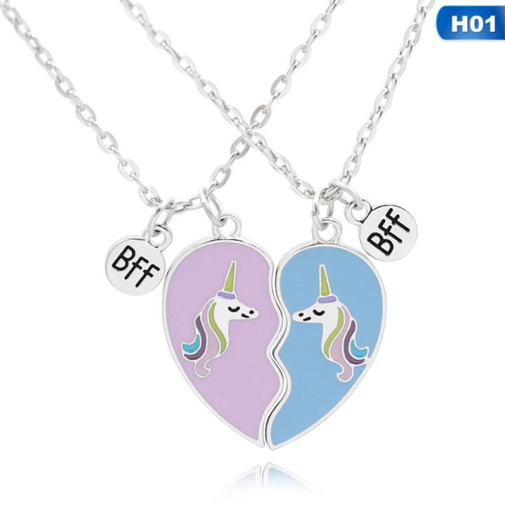 hequ-best-friend-heart-necklace-bff-unicorn-jewellery-girls-necklace-friendship-birthday-friends-sisters-gifts