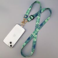 Phone Universal Clip Antilost Retro Pattern Strap Crossbody Long Strap Adjustment Length Hanging Neck Strap Mobile Phone Lanyard