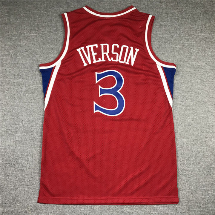 เสื้อเจอร์ซีย์ปักบาสเก็ตบอล-nba-22-23-76ers-3-ไอเวอร์สันชุดบาสเก็ตบอลเสื้อ76ers