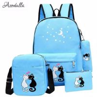 Louvenia Collection 4 in 1 Girls School Bags Cat Motif - Navy