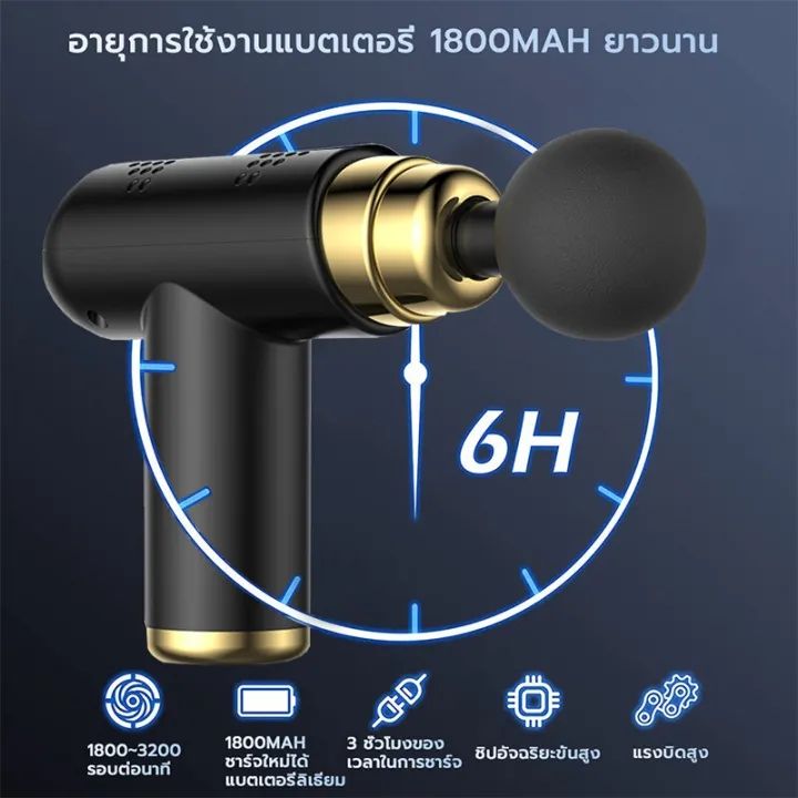 แถมหัวนวด-4-อัน-อุปกรณ์นวดกล้ามเนื้อ-อิเล็กทรอนิกส์นวดกล้ามเนื้อ-ปืนนวดกล้ามเนื้อ-เครื่องนวดกล้ามเนื้อ-เครื่องนวดไฟฟ้า-massager-gun