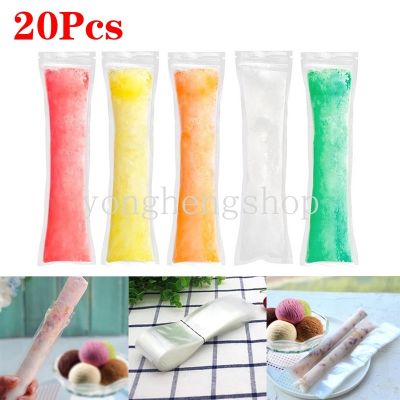 20pcs/set DIY Ice Popsicle Bag Cream Maker Mold Disposable Ice Pop Mold Snacks Candy Zip Seal Bags Freezer Bag for Yogurt Sticks
