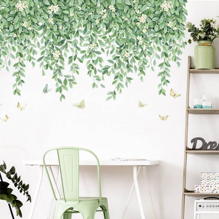 new-green-leaves-flower-home-removable-wall-stickers-pvc-decals-self-adhesive-decor-art-murals-for-bedroom-living-room-posters