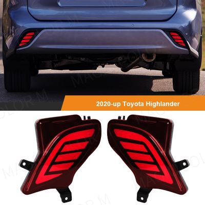 ♂♦☋ For Toyota Highlander 2020 2021 2022 Led Rear Bumper Reflector Dynamic Turn Signal Light Brake Warning Fog Lamp Car Accessories