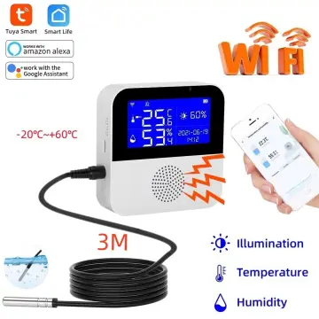 Tuya Smart WiFi Temperature and Humidity Sensor With Alarm Room Thermometer  Works with Alexa Google Home