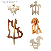 ✜㍿ Brooch Pin With Wooden Animal Pattern DIY Pin Scarf Buckle Clasp Jewelry Girl Wife Christmas Gifts