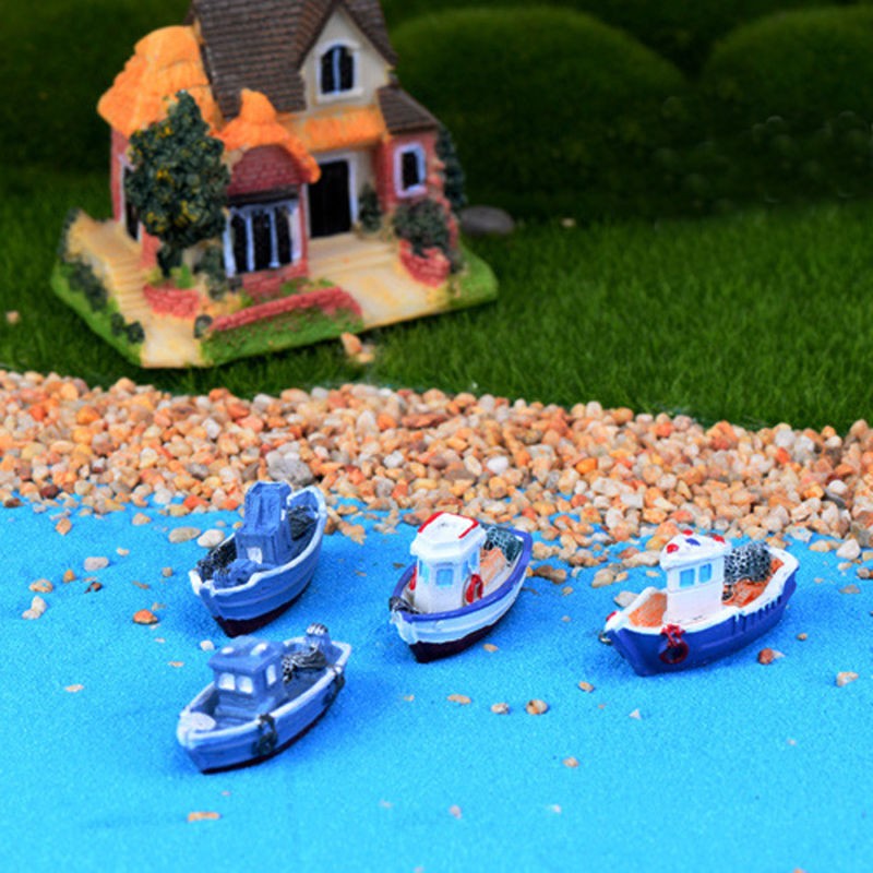 Miniature Mini Boat Model Fishing Ship Toy DIY Craft Home Tabletop Decor Gift 