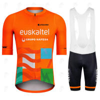 ZZOOI Euskaltel-Euskadi 2022 Cycling Jersey Set Orange Team Bicycle Clothing Mens Summer Bike Clothes Road GEL Pad Tight Bib Shorts