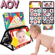 AOV Baby Tummy Time Floor Mirror Montessori Infant Sensory Toy with Soft