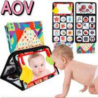 AOV Tummy Time กระจกเงา Montessori ของเล่นฝึกประสาทสัมผัสสำหรับทารกพร้อมหนังสือผ้านุ่มและยางกัดสำหรับเด็กวัยหัดเดิน Gratis Ongkir ปลา