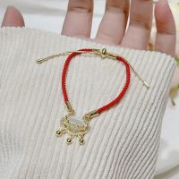 Crystal Lucky Cat/Cloud/Lock/Elephant/Gourd/Ancient Money Red Rope Chain Chinese New Year Bracelets for Women Girls Gifts YBR622 Charms and Charm Brac