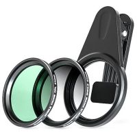 41mm Magnetic Cell Phone Lens Filter Accessory Kit with CPL Filter Soft Graduated ND1.2 Filter Lens Clip for IPhone Samsung TCL