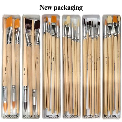 Pebeo Wood Color Long Pole Nylon/Bristles Brush 4/8pcs Watercolor/Gouache/Acrylic/Oil Painting Brushes Students Art Supplies