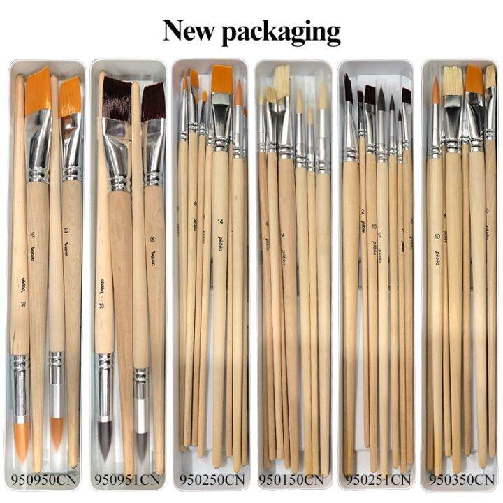 pebeo-wood-color-long-pole-nylon-bristles-brush-4-8pcs-watercolor-gouache-acrylic-oil-painting-brushes-students-art-supplies