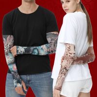 1 Pair Men Women Flower Arm Art Tattoo Sleeves Seamless Outdoor Riding Sunscreen Arm Sleeve Sun UV Protection Cooling Arm Warmer Sleeves