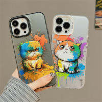 ลายแมวเคลือบสีการ์ตูนน่ารักแฟชั่นสำหรับ IPhone14 13 12 11 Pro Max ที่เป็นคู่เคสโทรศัพท์ความคิดสร้างสรรค์