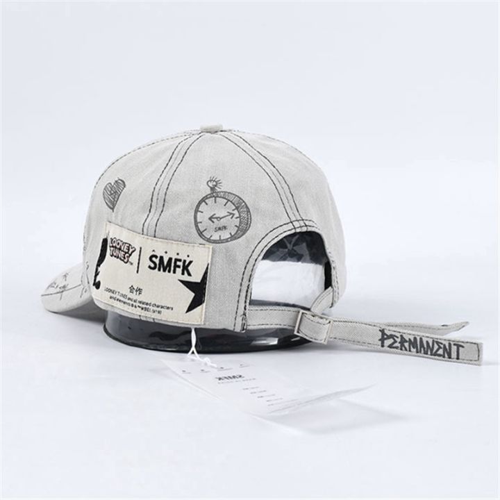 smfk-หมวกเบสบอลปักลายกราฟฟิตี้