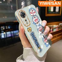 YIWESAN เคสสำหรับ OPPO A58 5G A58X 5G A78 5G ลายการ์ตูนโดราเอมอนบางหรูหราชุบลายเคสโทรศัพท์ขอบสี่เหลี่ยมนิ่มกันกระแทกคลุมทั้งหมดเคสป้องกันเลนส์กล้อง