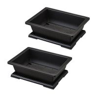 2X Large Flower Pot Rectangle Bonsai Nursery Planter Balcony Container 29X21X10.5cm