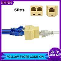 NHNH 5ชิ้น1ถึง2สีดำ LAN Ethernet แบรนด์สากล RJ45 Splitter สายเคเบิลเครือข่ายอะแดปเตอร์เชื่อมต่อ CAT5/CAT6