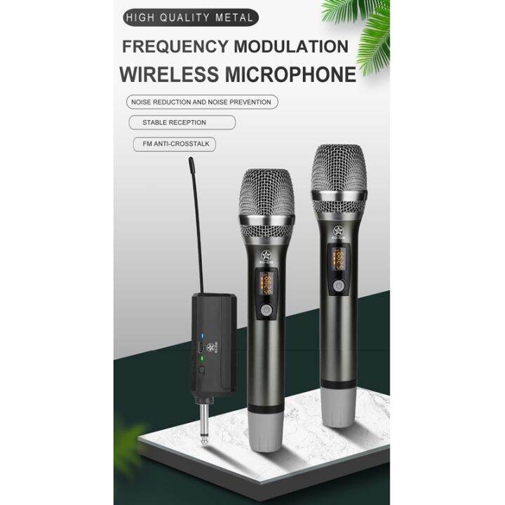 Universal Wireless Microphone 1 Drag 2 Handheld Microphone USegment FM
