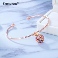 Kemstone Rose ชุบทองลูกบอลหลากสี Cubic Zirconia กำไลพันข้อมือสร้อยข้อมือของขวัญเครื่องประดับสำหรับผู้หญิง