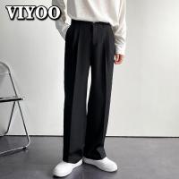 ผู้ชาย Y2K Chinos สีขาวสีดำ Streetwear อย่างเป็นทางการเสื้อผ้าสูทกางเกงกางเกงขากว้างตัดเย็บกางเกงสำหรับผู้หญิงผู้ชายสไตล์เกาหลี