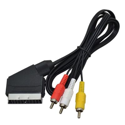 ”【；【-= 1.8M/6FT Scart Cable To 3 RCA AV TV Video For NES Console RGB Line Scart To 3 RCA Video Cables Replacement