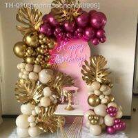 ♀❁ xianhaochen048906 Balão Kit Balões Plam Folhas Vermelho Ouro Areia Branco Casamento Decoração de Aniversário