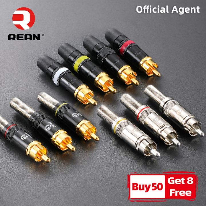 yf-neutriks-yongsheng-rean-gold-plated-rca-lotus-connector-audio-video-plug-nys373-nys366-cable-with-spring-tail-1pcs