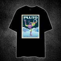 GLIDE ALONG THE GALACTIC GLACIERS PLUTO (SPACE VINTAGE TRAVEL) Printed t shirt unisex 100% cotton