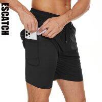 ESCATCH Mens Trunks with Compression 2 1 Quick-Dry Gym Shorts Swim Pockets