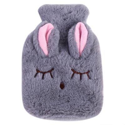 2X Cute Stress Pain Relief Therapy Hot Water Bottle Bag with Knitted Soft Cozy Cover Reusable Hand Warmer - D