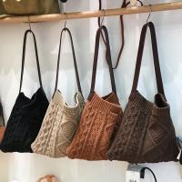 Autumn and Winter Wool Women Shoulder Bags Large Capacity Shopping Women Handbag Knitting Soild Color Crossbody Bags for Girl