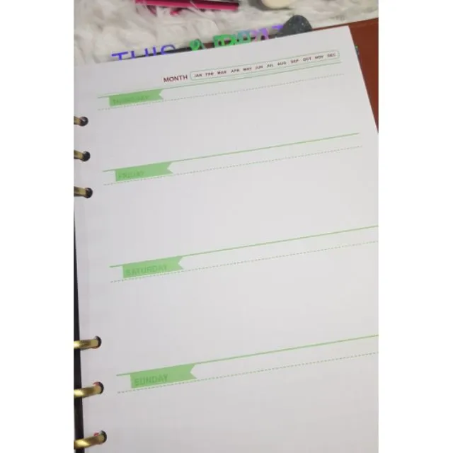 40PCS HORIZONTAL WEEKLY A5 6 RING PLANNER INSERTS REFILL Lazada