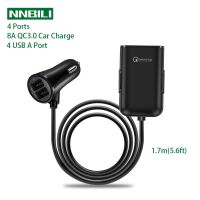 4 Port USB Car Charger Quick Charge QC3.0 5.6ft Extension Cable For iPhone 12 Xiaomi Mobile Phone Driving Recorder Fast Charging