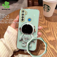 เคสสำหรับ Realme 5 / 5S / 5i / 6i / 7 / 7i / 8i / 9i / 10 / 5 Pro / 7 Pro/ 8 Pro/ 9 Pro / 10 Pro / 10 Pro + / Narzo 50A / Narzo 50i / A1K แฟชั่นมนุษย์อวกาศน่ารักเคสมือจับสำหรับโทรศัพท์มือถือฝาครอบโทรศัพท์ TPU เคสนิ่มเคลือบอิเล็คโทรเพลท6D + สร้อยข้อมือ