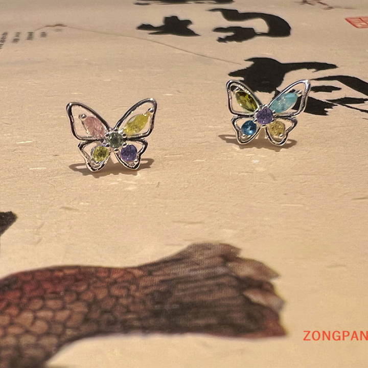 zongpan-ต่างหูคริสตัลเพทายคัตเอาต์รูปผีเสื้อสำหรับผู้หญิงงานเลี้ยงงานแต่งงานของขวัญเครื่องประดับชั้นดีใหม่