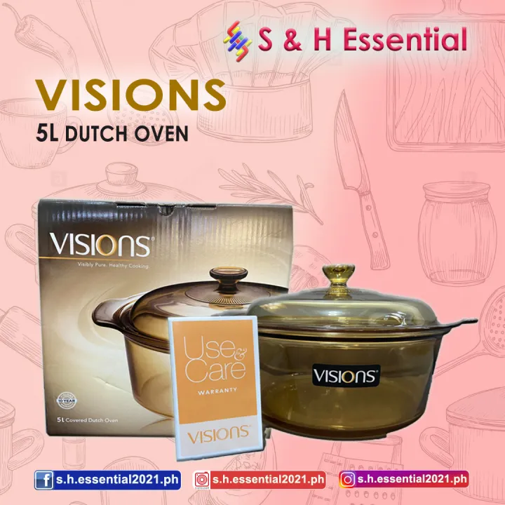 Visions Dutch Oven Rotonda 5L Con Coperchio In Vetroceramica Ambra - Adatto A Tutti I Piani Cottura - 4