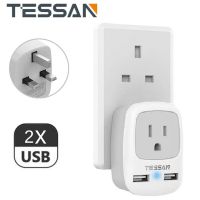 TESSAN Type G Plug Adapter Converters Thailand TO UK Travel Adapter Ground Charger na may with 2 USB Ports,3 in 1Power Outlet Adaptor with 2 USB for Philippines to Dubai Scotland British London England Qatar Irish