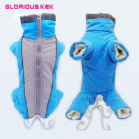 BoyGirl Dog Overalls Winter Warm Waterproof Dog Down Jacket Reflective Jumpsuit for Small Dogs Zippered Clothes Snowsuit