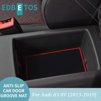 〖Cozyroom shop〗 Gate Slot Pad For Audi A3 8V 2013 2014 2015 2016 2017 2018 2019 Car Door Groove Mat Rubber Mat Non-Slip Interior Cup Pad